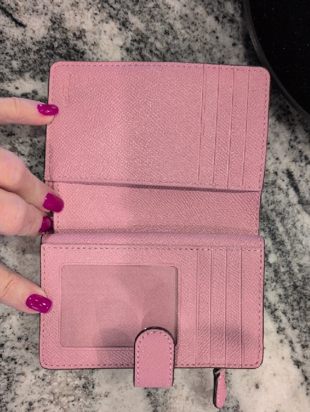 Coach Pink Floral Studded Leather Wallet - Picture 3 of 7